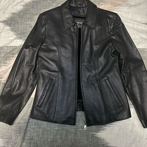 Sara Black Leather Jacket Lightweight & Shirt Jackets
